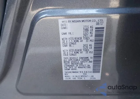 2017 Nissan Pathfinder Sv from USA, damaged, VIN 5N1DR2MM8HC913434